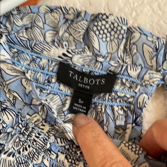 Talbots Blue Long Sleeve Blouse with Paisley Pattern - Picture 2 of 4